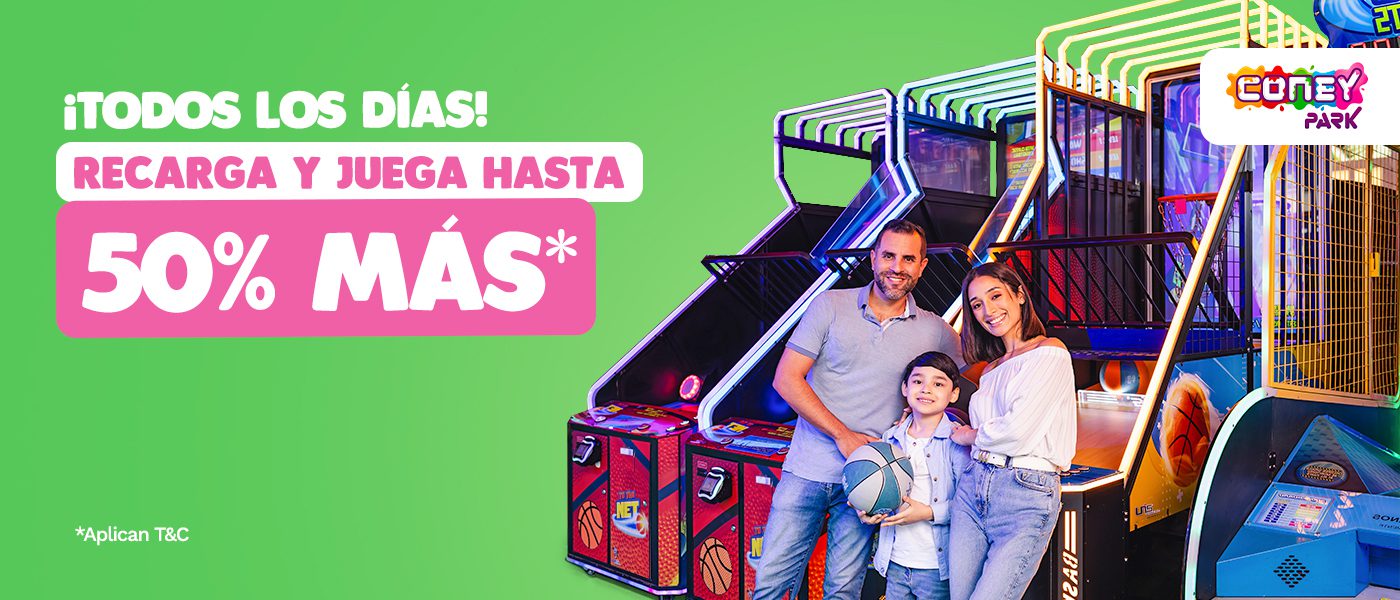 Todos los días recarga y juega ¡hasta 50% más!