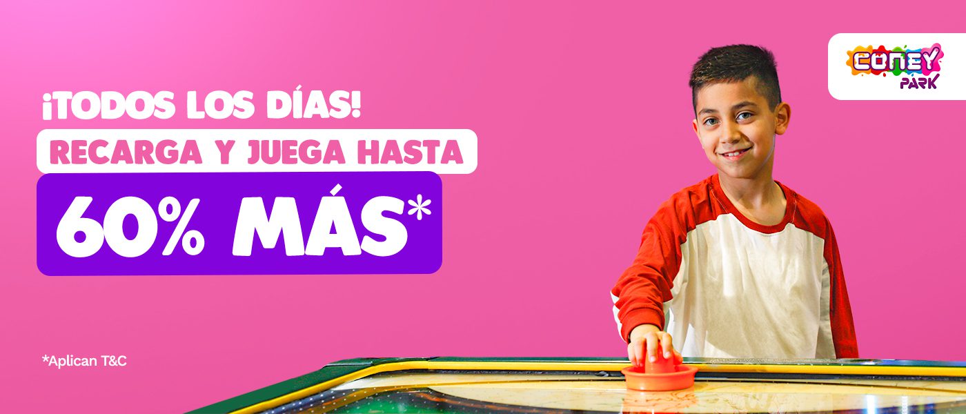 Todos los días recarga y juega ¡hasta 60% más!