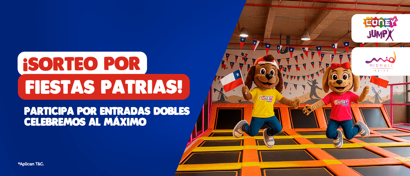 🎉Sorteo Dieciochero : Gana Entradas en el Coney Jump + MidMall Maipú 🎉
