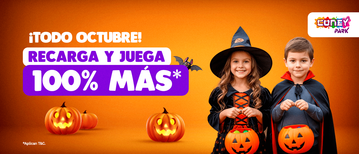 Coney Park Promo Halloween : ¡Duplicamos tus recargas!🎃🎃