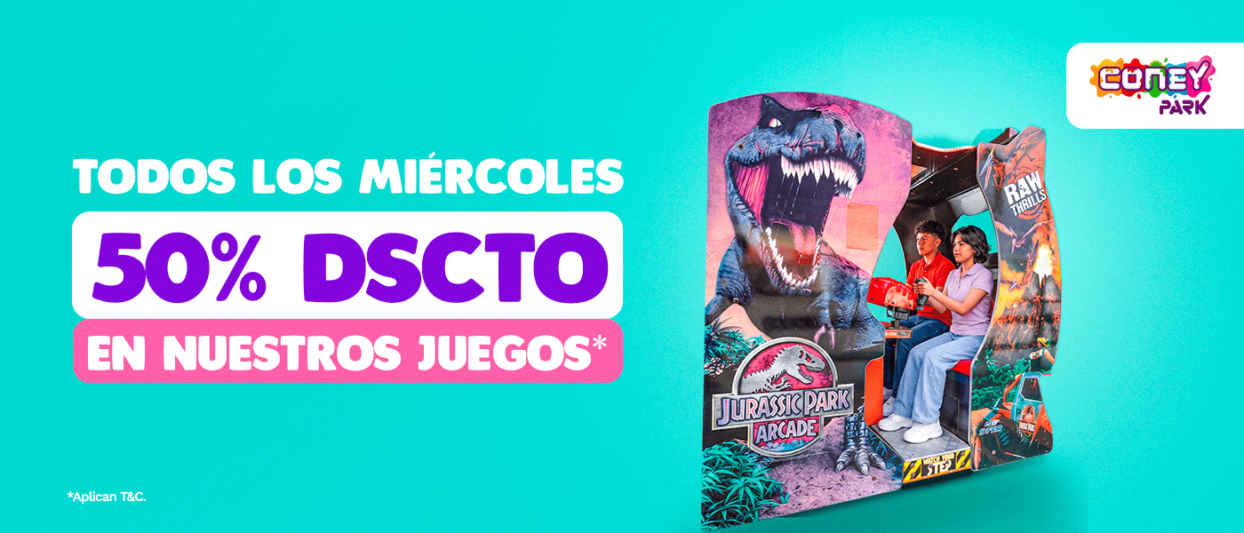 ¡Miércoles de Coney Days! 50% dscto en nuestros juegos