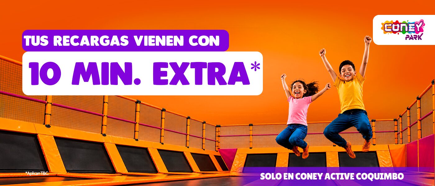 ¡En Coney Active Coquimbo tus recargas vienen con 10 minutos extra!